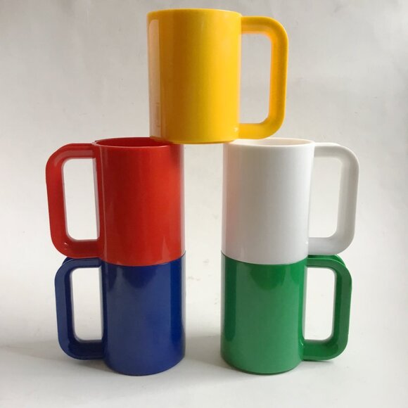 Mid-Century Space Age Ingrid Chicago Multicolor Stacking Picnic Cups Set of 5 - Picture 3 of 15